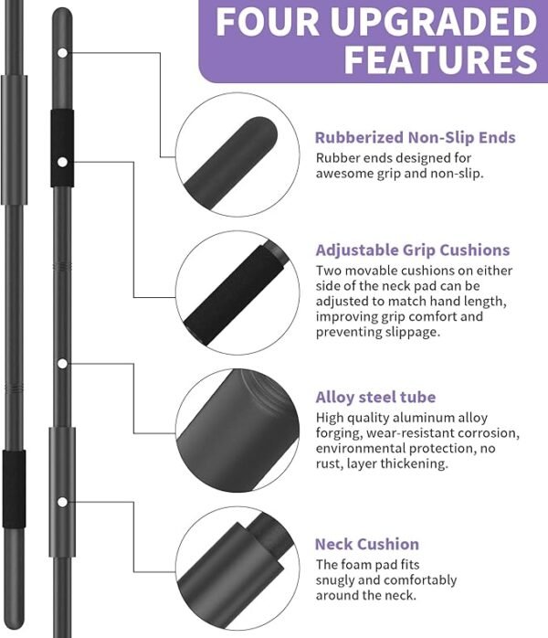 Adjustable Yoga Stick – 58" Alloy Steel Mobility Stick for Stretching, Balance, and Full-Body Exercise - Image 2