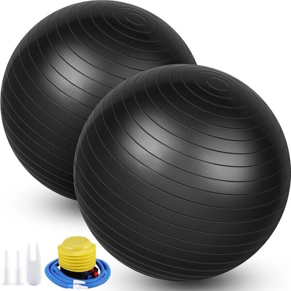 2 Pcs Yoga Ball Set – 26 Inch Anti-Burst Exercise & Birthing Fitness Balls with Pump