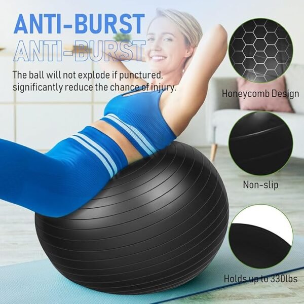 2 Pcs Yoga Ball Set – 26 Inch Anti-Burst Exercise & Birthing Fitness Balls with Pump - Image 2