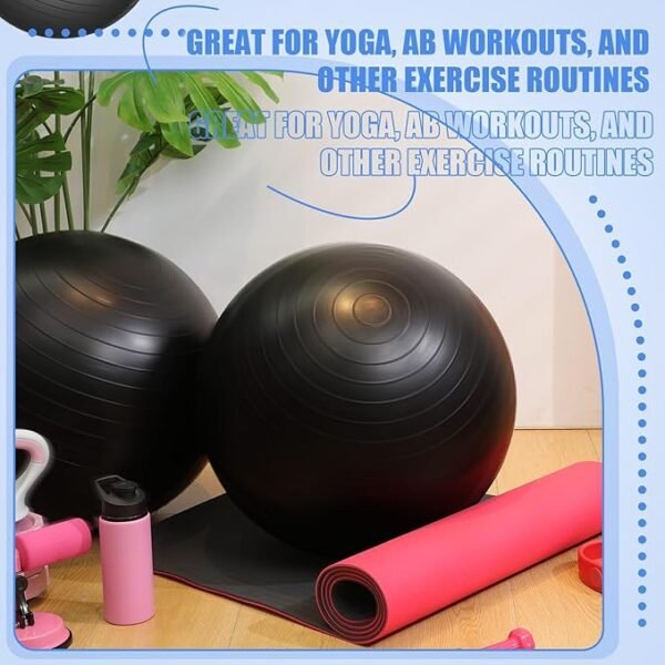 2 Pcs Yoga Ball Set – 26 Inch Anti-Burst Exercise & Birthing Fitness Balls with Pump - Image 3