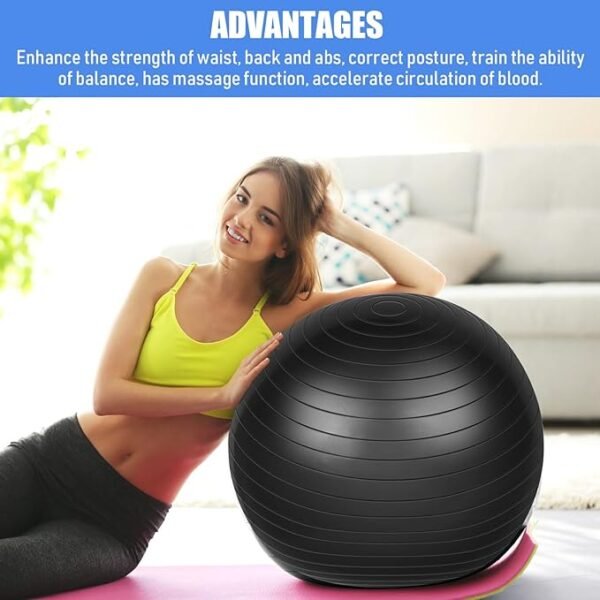 2 Pcs Yoga Ball Set – 26 Inch Anti-Burst Exercise & Birthing Fitness Balls with Pump - Image 4