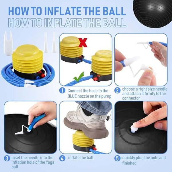 2 Pcs Yoga Ball Set – 26 Inch Anti-Burst Exercise & Birthing Fitness Balls with Pump - Image 5