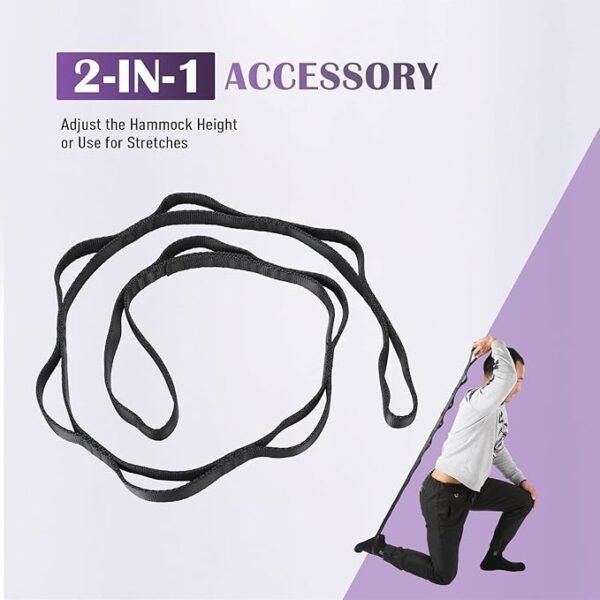 Yoga Swing Sling Kit – Strong Hammock Trapeze with 2 Extension Straps and Ceiling Mounting Kit for Inversion Therapy and Flexibility - Image 4