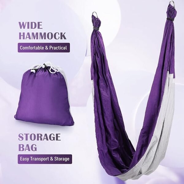 Yoga Swing Sling Kit – Strong Hammock Trapeze with 2 Extension Straps and Ceiling Mounting Kit for Inversion Therapy and Flexibility - Image 7