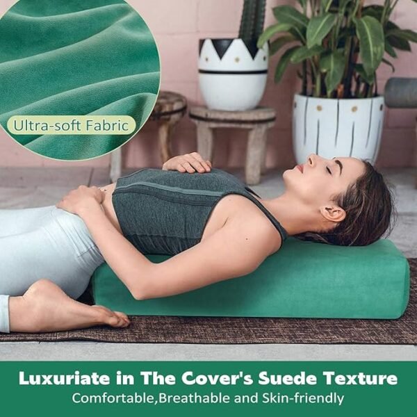 Rectangular Yoga Bolster – Supportive Meditation Pillow with Washable Suede Cover for Comfort and Alignment - Image 2