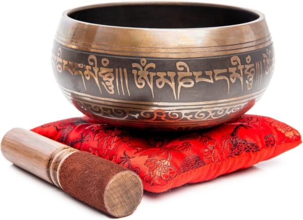 Tibetan Singing Bowl Set – Handcrafted Meditation Bowl with Mallet, Cushion, and Sound Therapy - Image 2