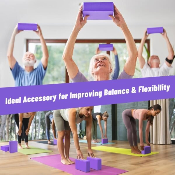 Yoga Blocks with Strap – 2 High-Density EVA Foam Yoga Blocks & 2 Stretching Straps | Non-Slip, Lightweight & Supportive - Image 5