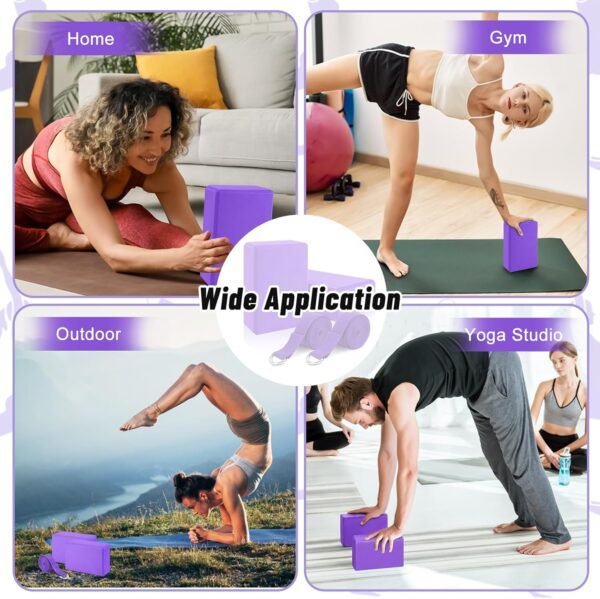 Yoga Blocks with Strap – 2 High-Density EVA Foam Yoga Blocks & 2 Stretching Straps | Non-Slip, Lightweight & Supportive - Image 6