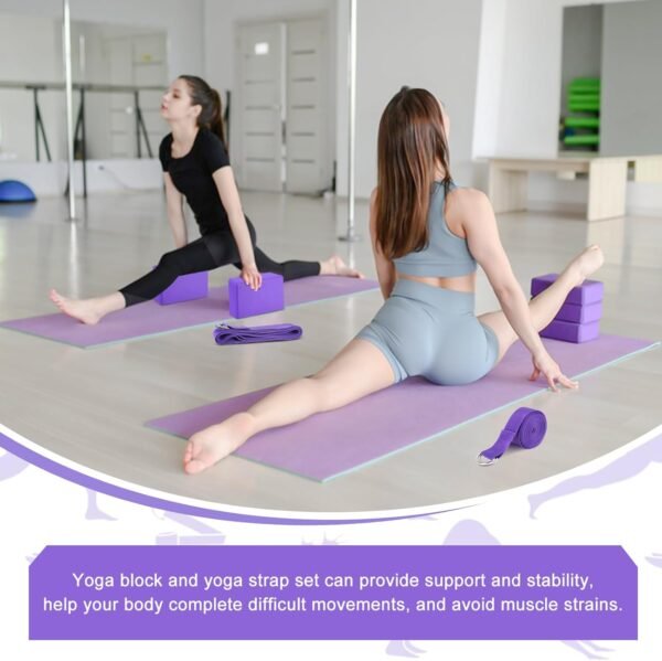 Yoga Blocks with Strap – 2 High-Density EVA Foam Yoga Blocks & 2 Stretching Straps | Non-Slip, Lightweight & Supportive - Image 7