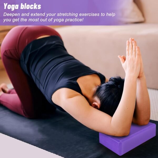 Yoga Blocks with Strap – 2 High-Density EVA Foam Yoga Blocks & 2 Stretching Straps | Non-Slip, Lightweight & Supportive - Image 8